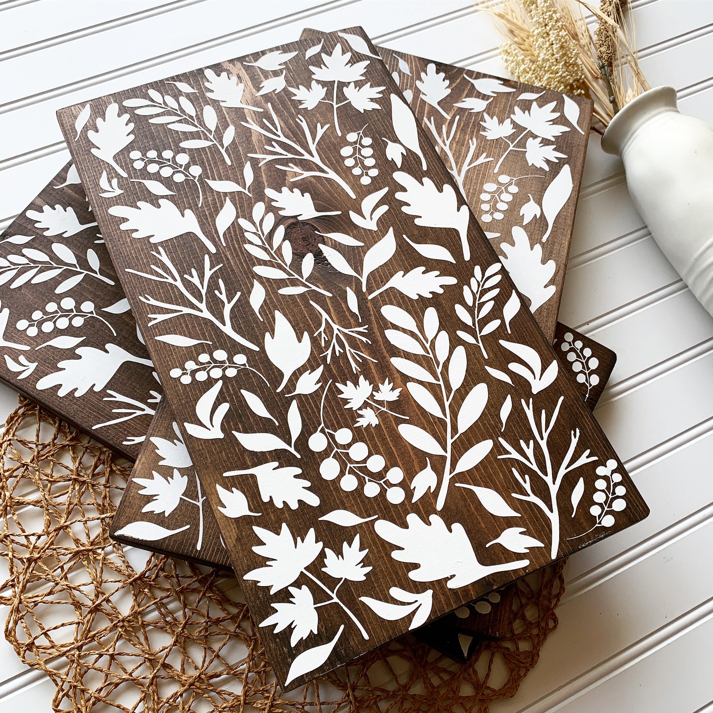 Botanical Leaf Wood Sign