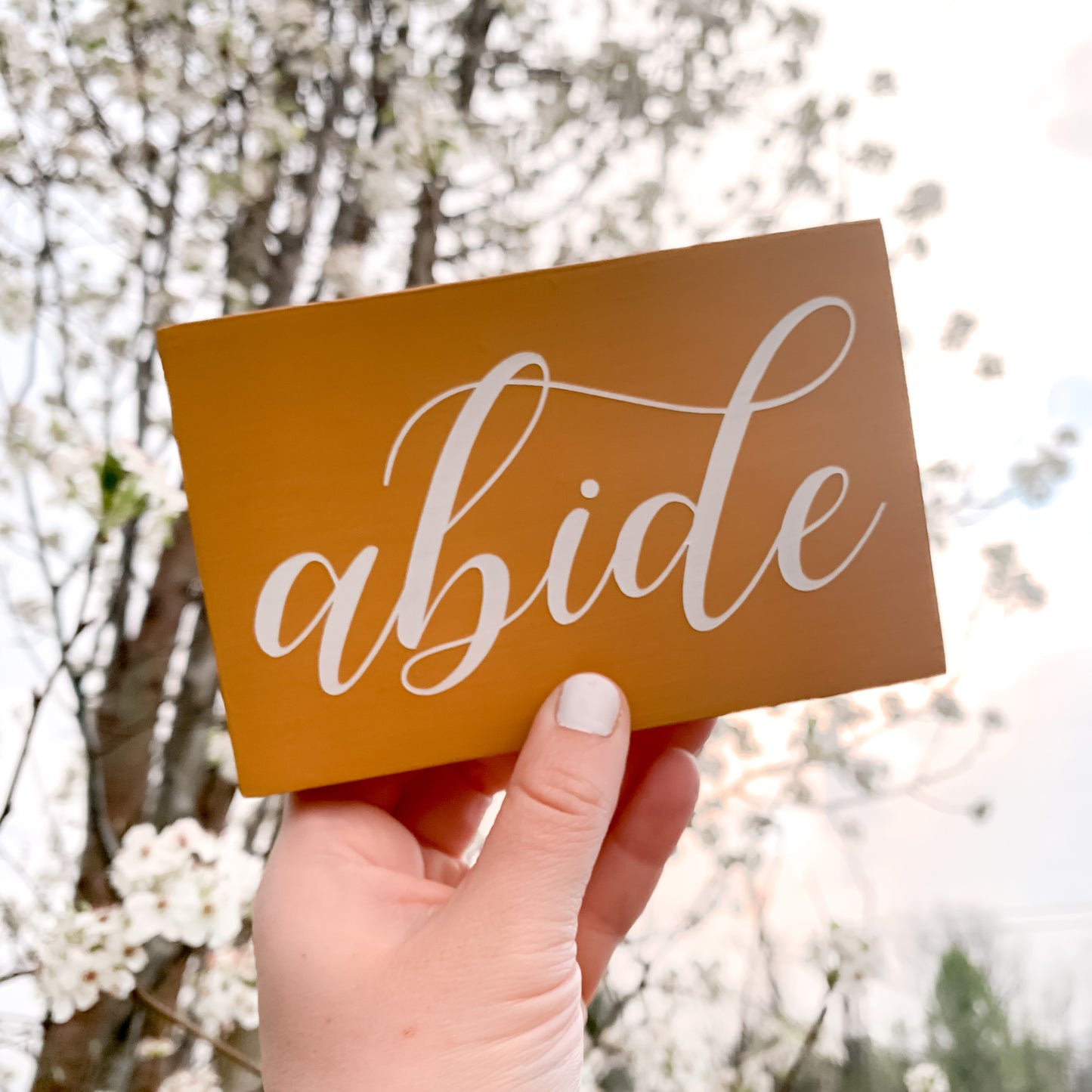 Abide Mini Faith Based Wood Sign