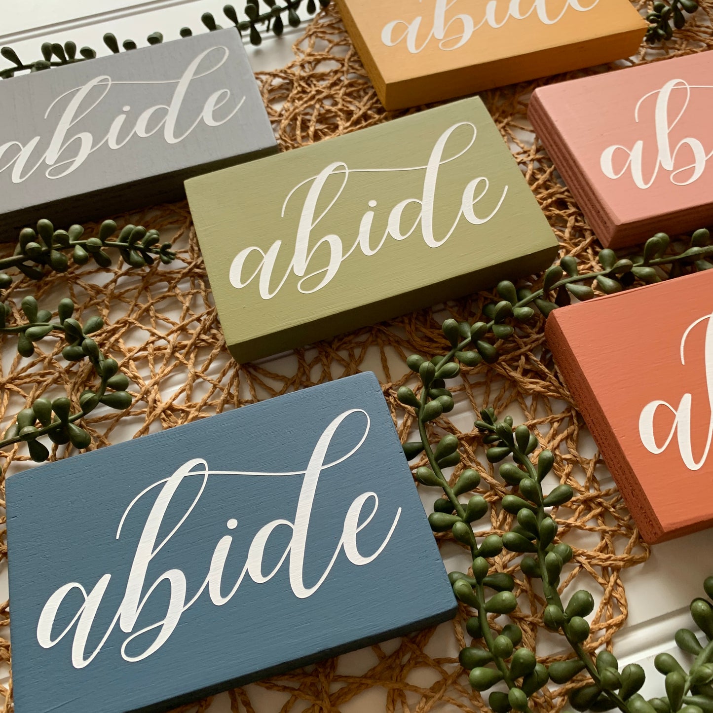 Abide Mini Faith Based Wood Sign