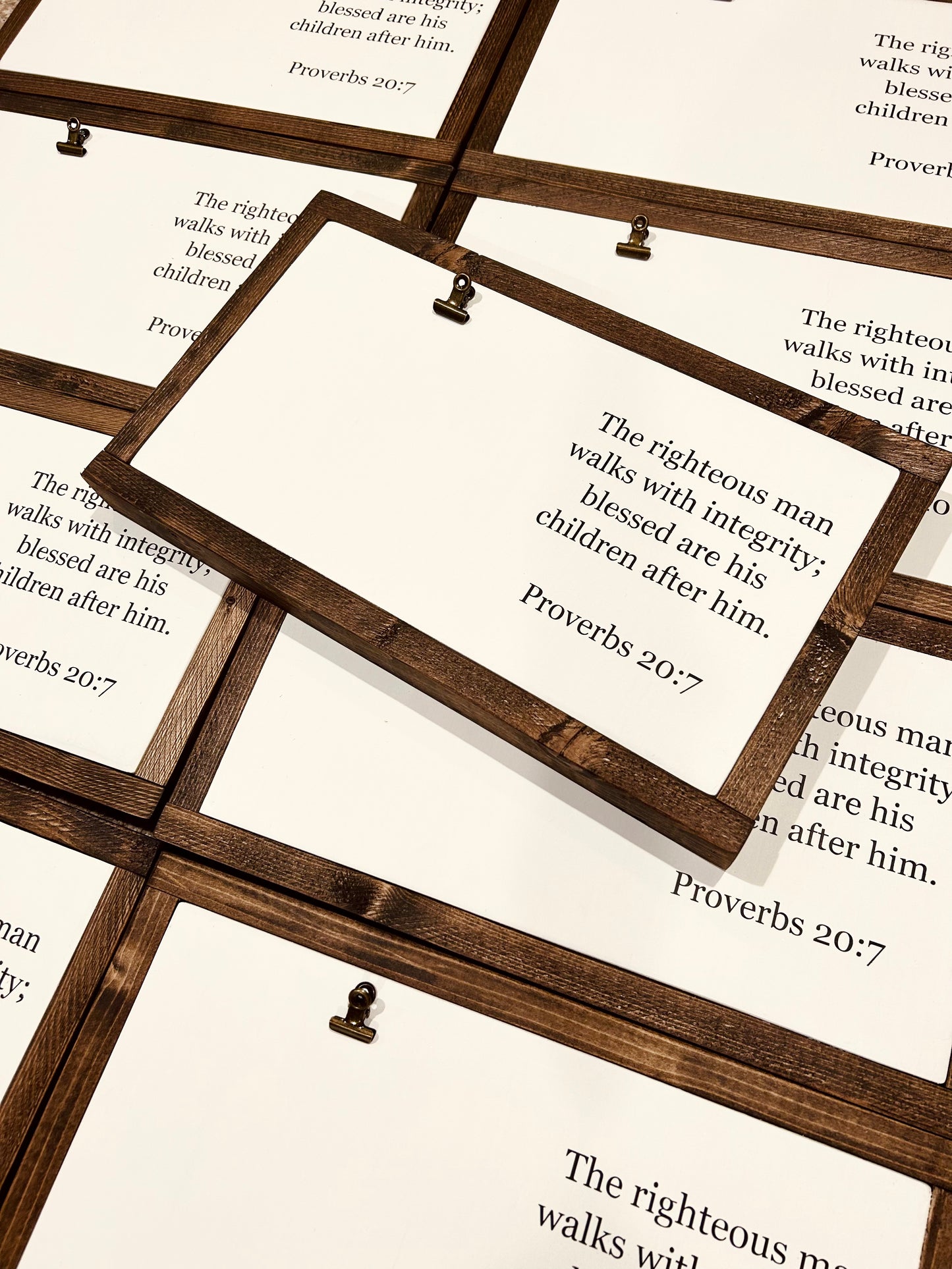 A Righteous Man Walks With Integrity Photo Clip Framed Wood Sign