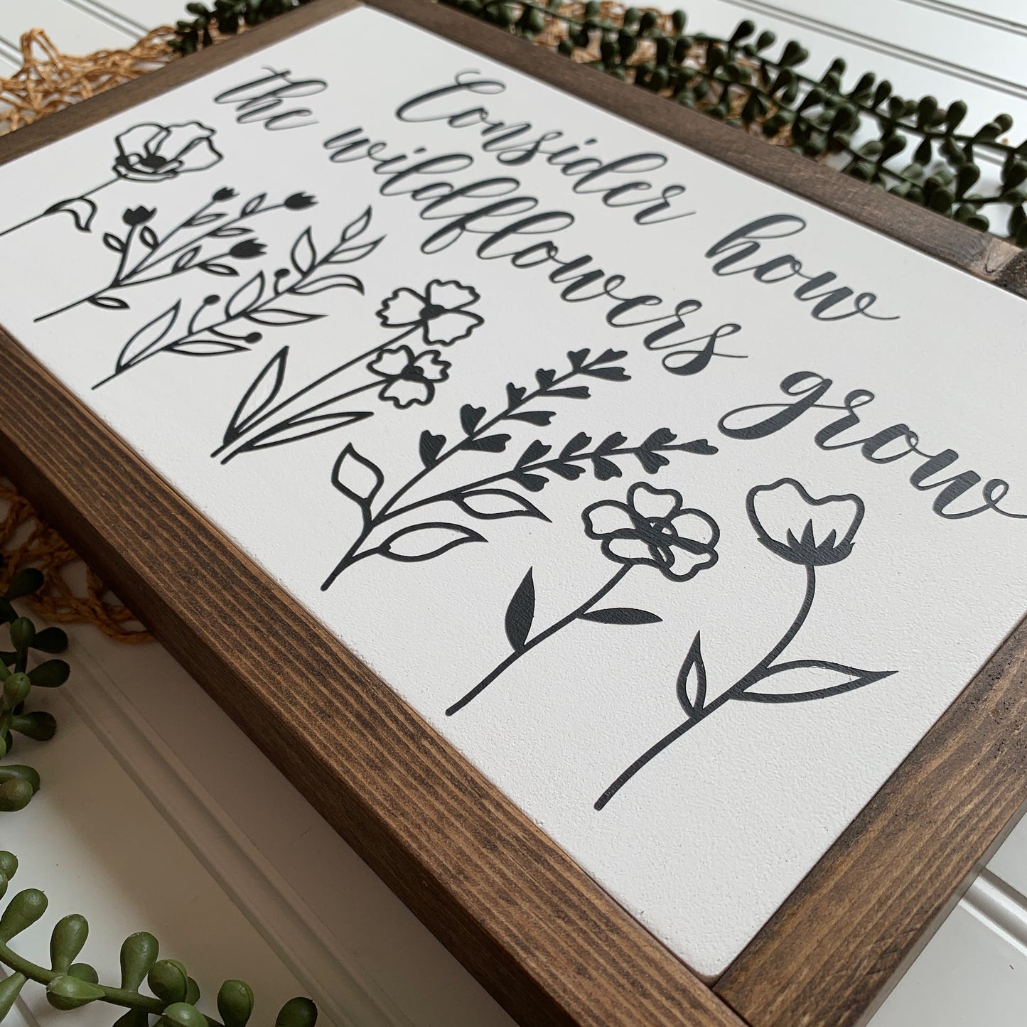 Consider How The Wildflowers Grow Framed Wood Sign