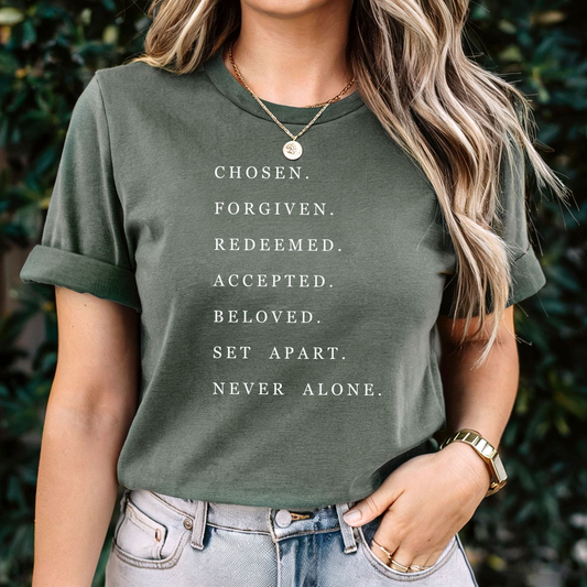 Chosen Forgiven Redeemed Short Sleeve Tee Shirt