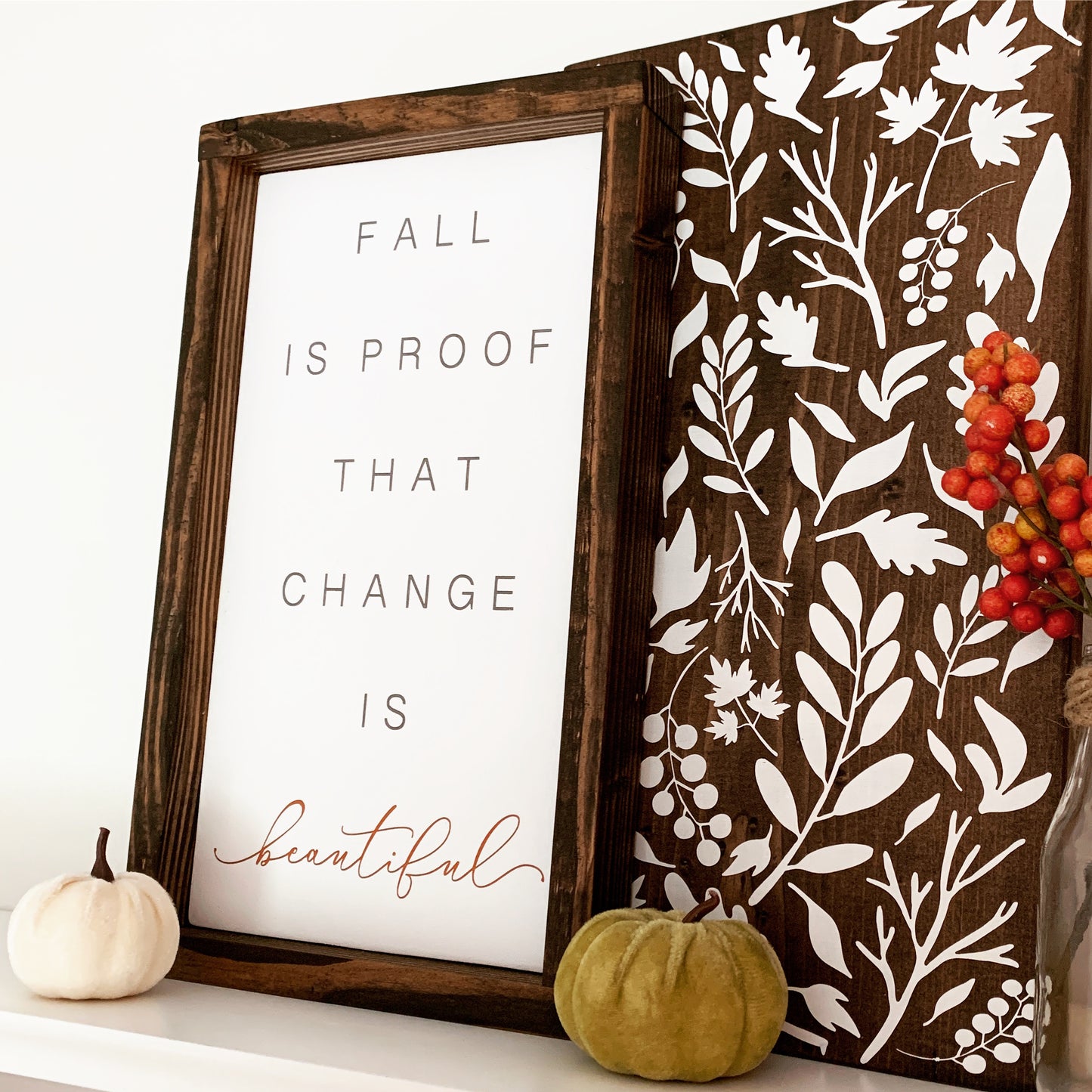 Botanical Leaf Wood Sign