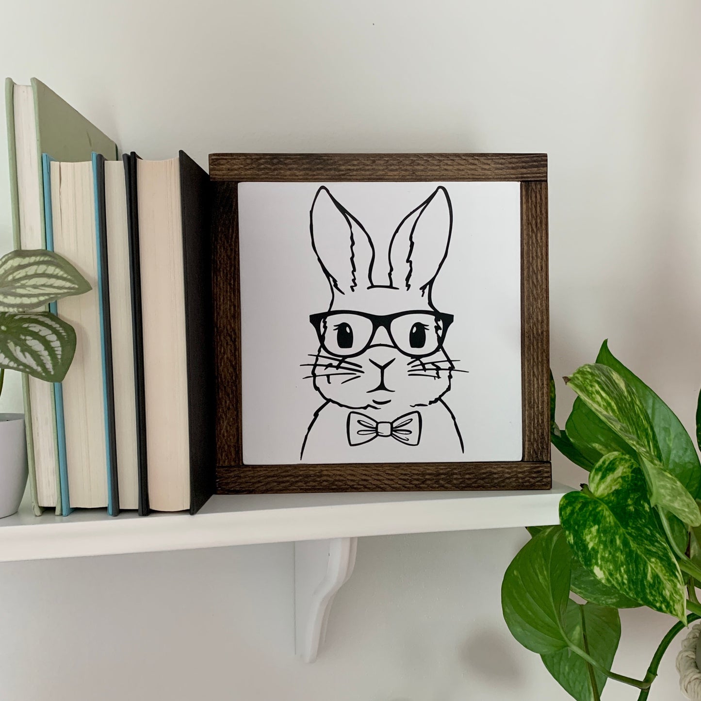 Handsome Bunny Framed Wood Sign