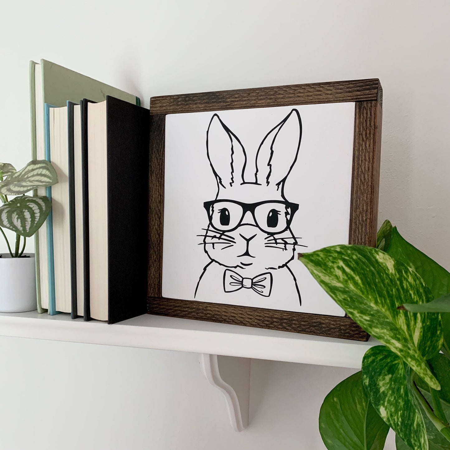 Handsome Bunny Framed Wood Sign