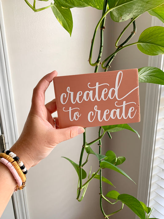 Created to Create Mini Wood Sign