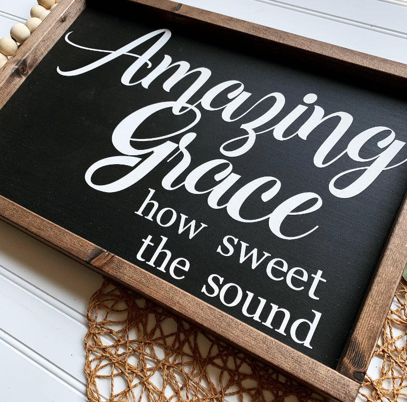 Amazing Grace Framed Handmade Wood Sign