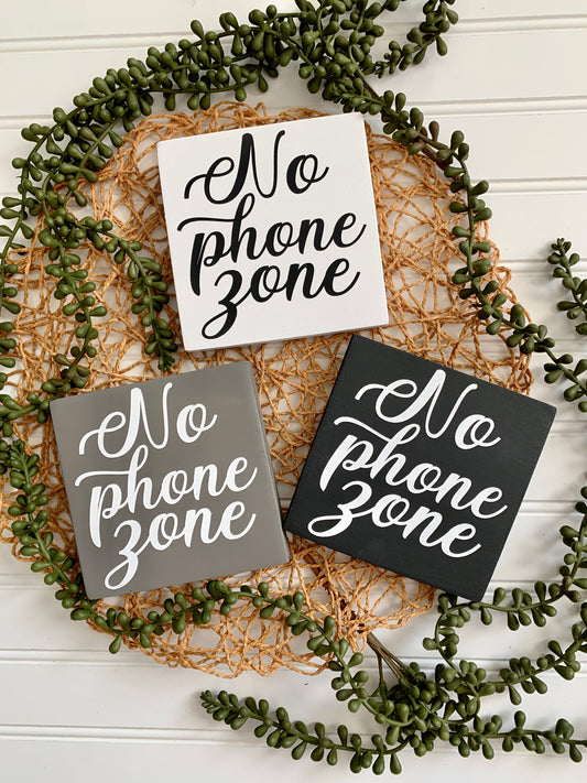 No Phone Zone Mini Wood Sign