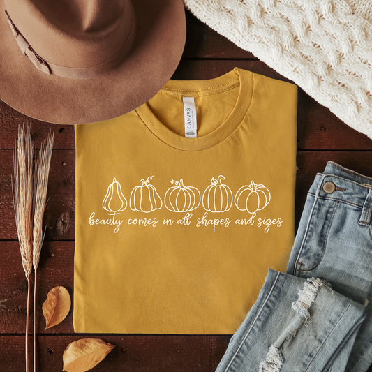 Beauty Comes In All Shapes and Sizes Pumpkin Short Sleeve Tee Shirt