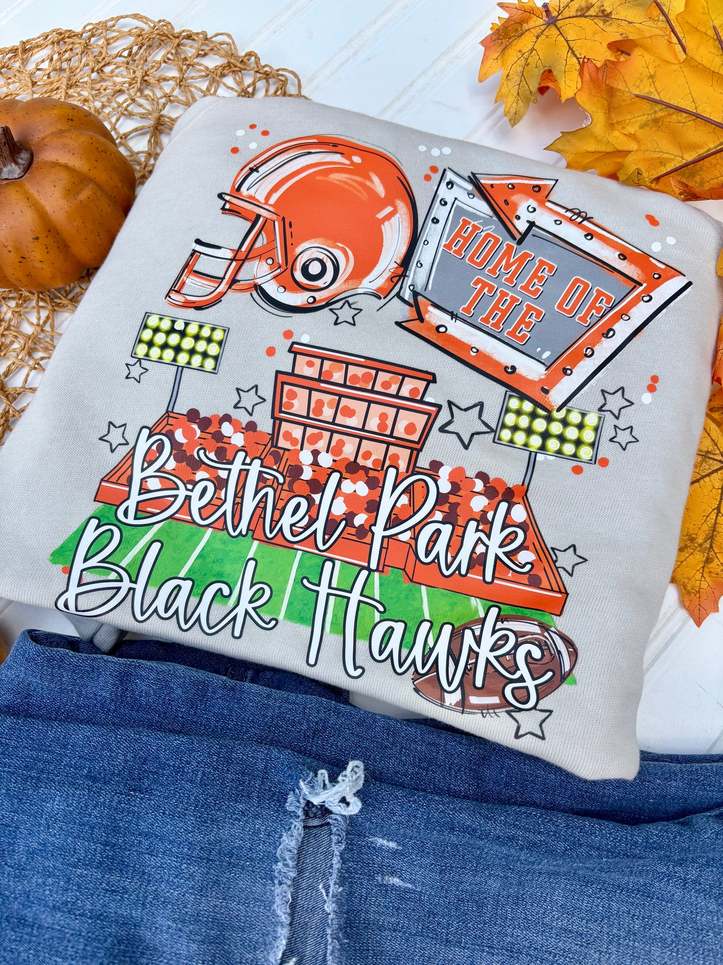 Home of the Bethel Park Black Hawks Football Crewneck Sweatshirt