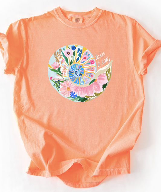 Take It Easy Summer Floral Short Sleeve Tee Shirt