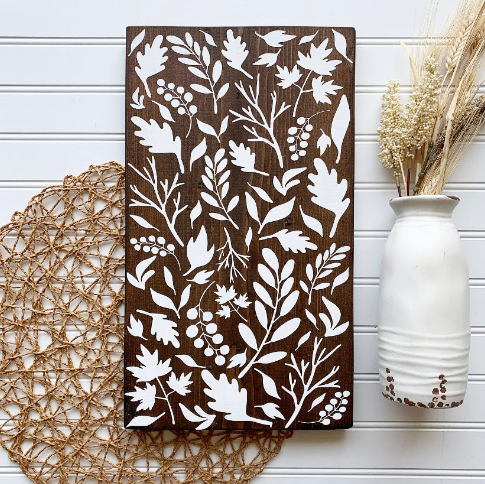 Botanical Leaf Wood Sign