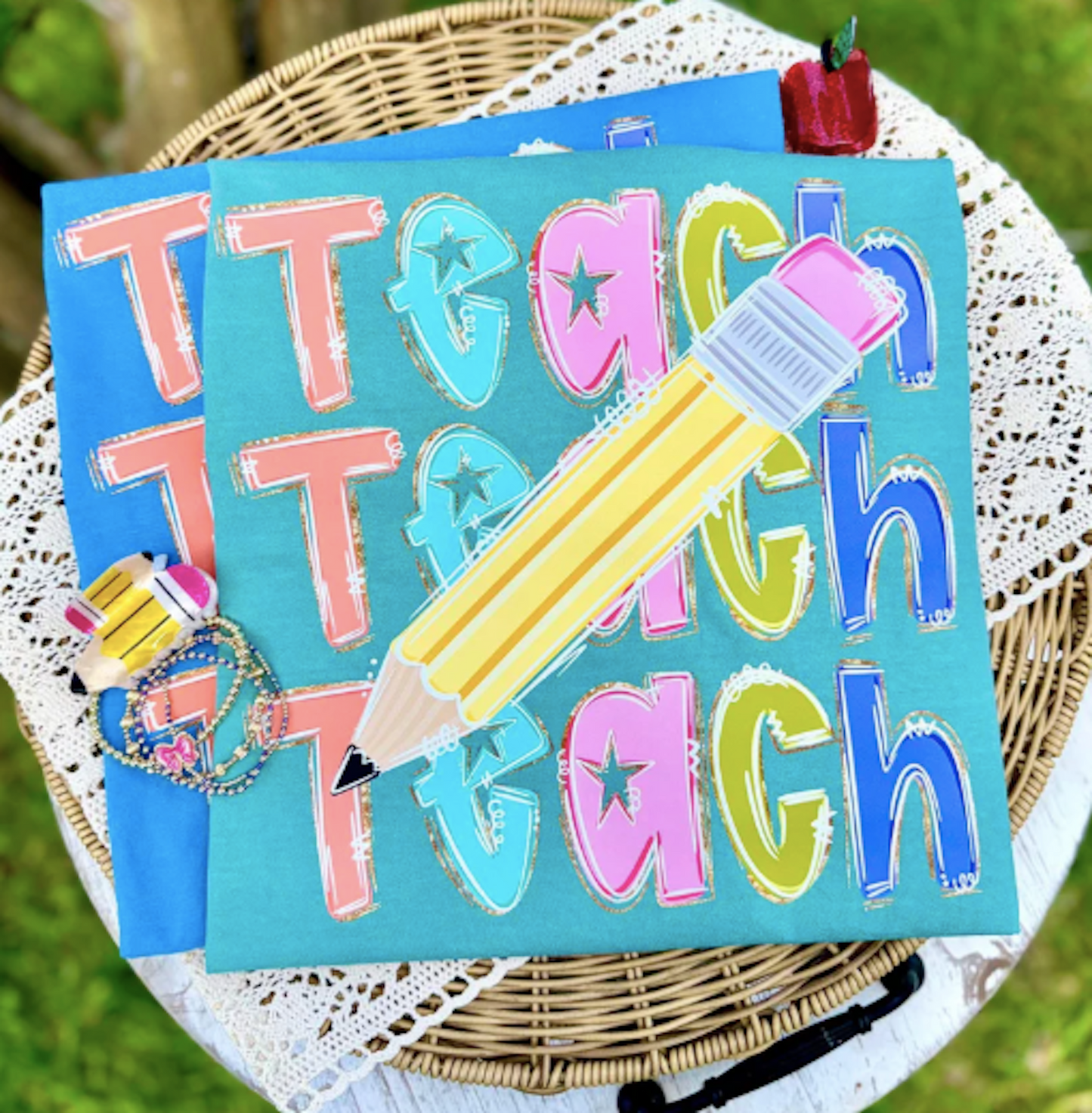 Personalized Teacher Pencil Short Sleeve Tee Shirt