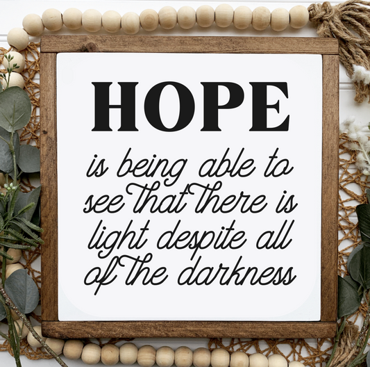 Hope Quote Inspirational Framed Wood Sign