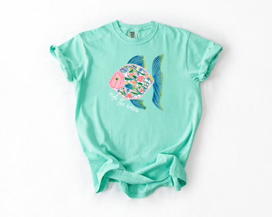 Ride The Waves Floral Summer Short Sleeve Tee Shirt