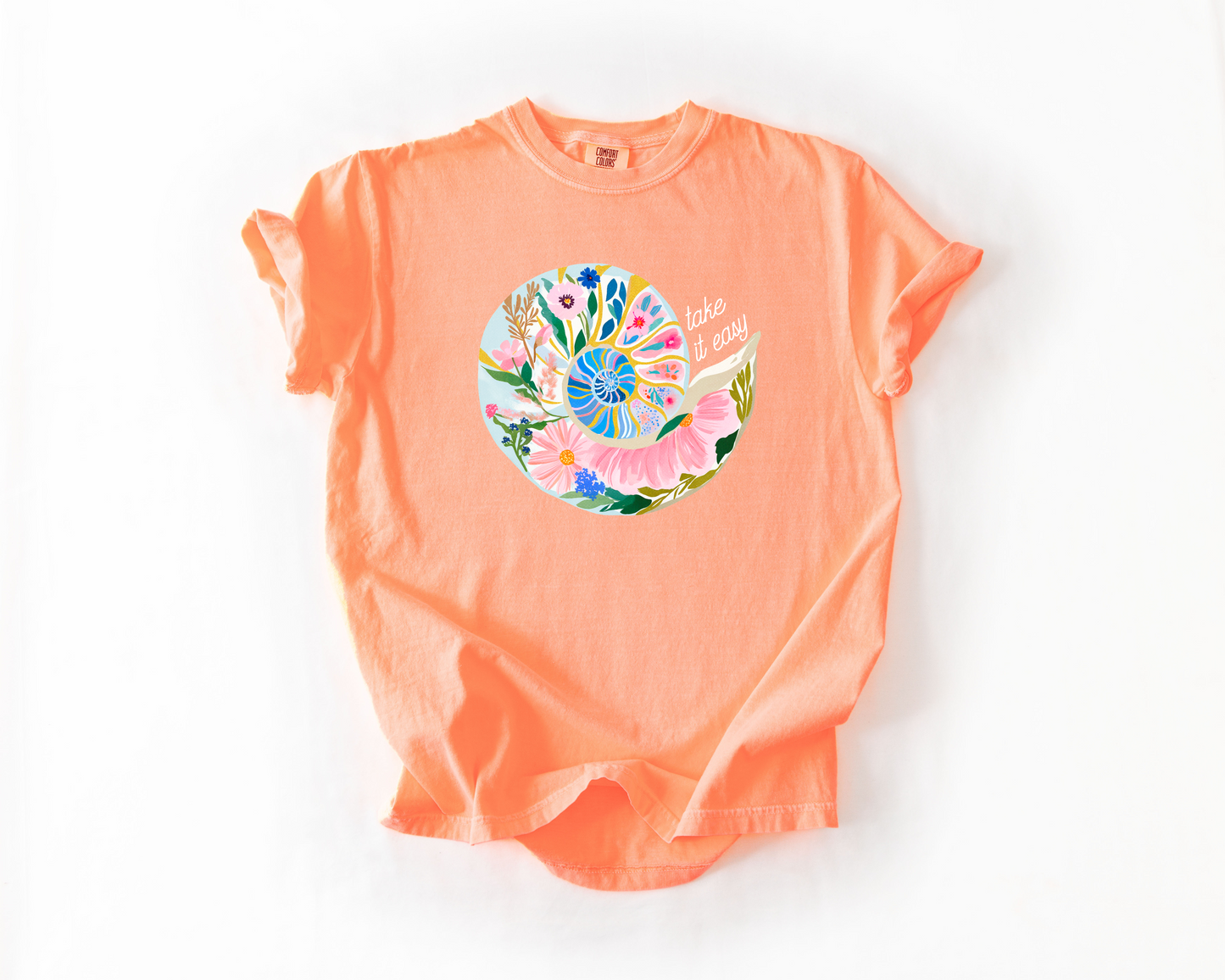 Take It Easy Summer Floral Short Sleeve Tee Shirt