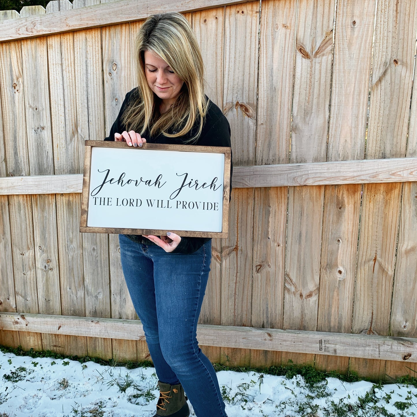 Jehovah Jireh The Lord Will Provide Framed Wood Sign