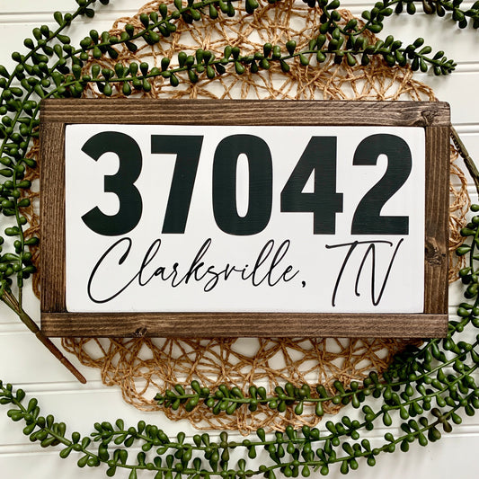 Customizable Zip Code Wood Sign