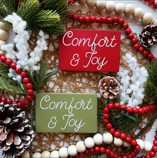 Comfort and Joy Christmas Mini Signs