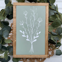 Load image into Gallery viewer, Floral Stem Framed Wood Sign