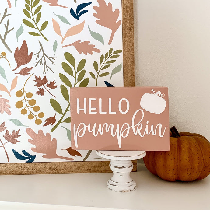Hello Pumpkin Mini Wood Sign