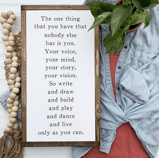 Live As Only You Can Framed Wood Sign