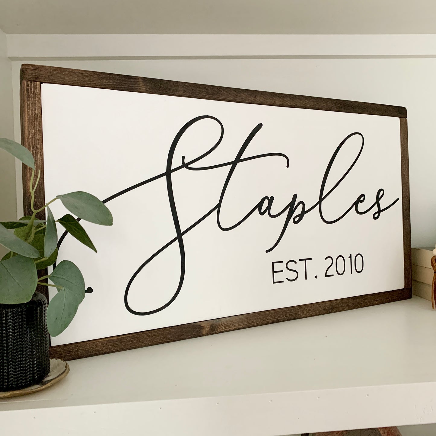 Personalized Last Name With Date Framed Wooden Farmhouse Sign