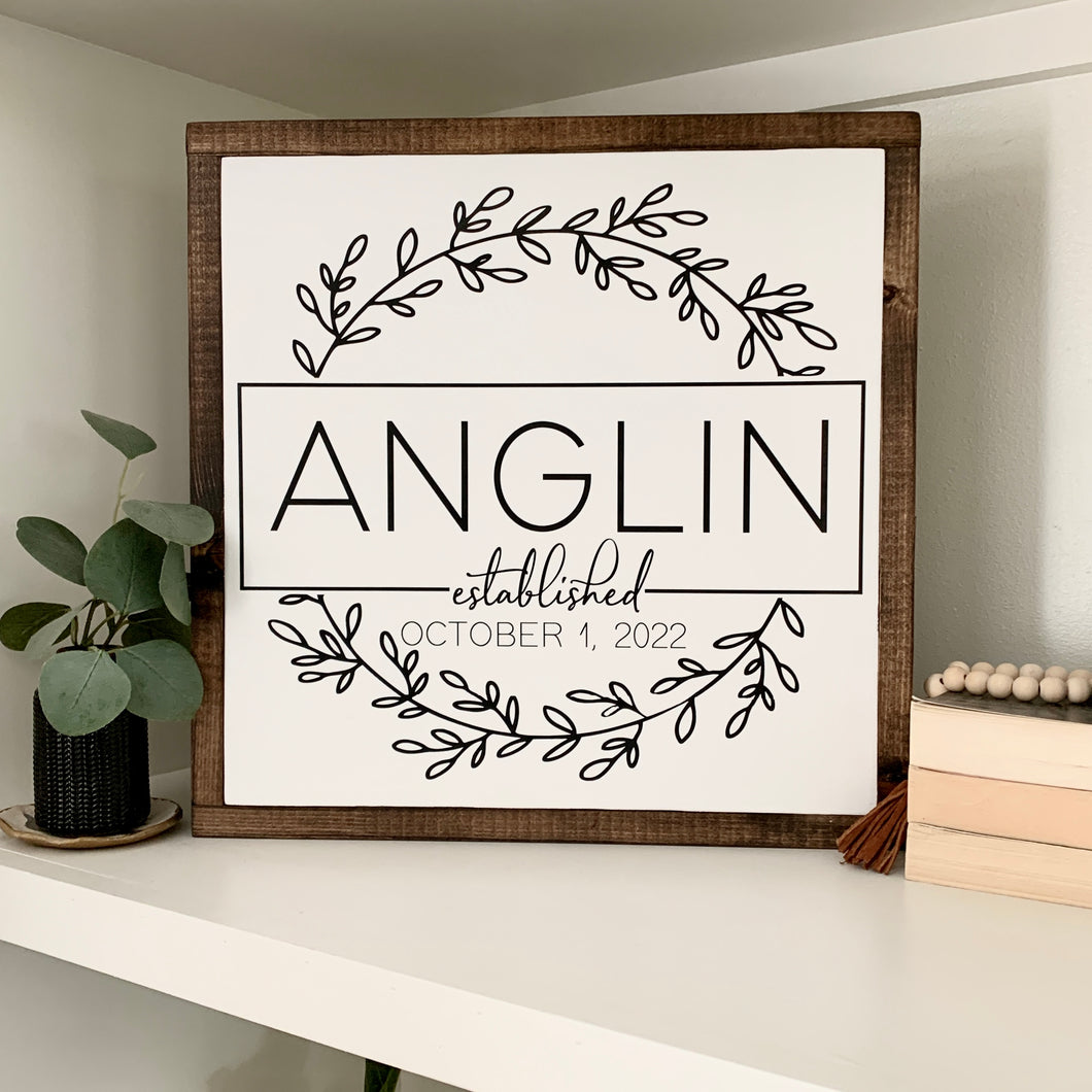 Personalized Last Name Established Wooden Farmhouse Sign