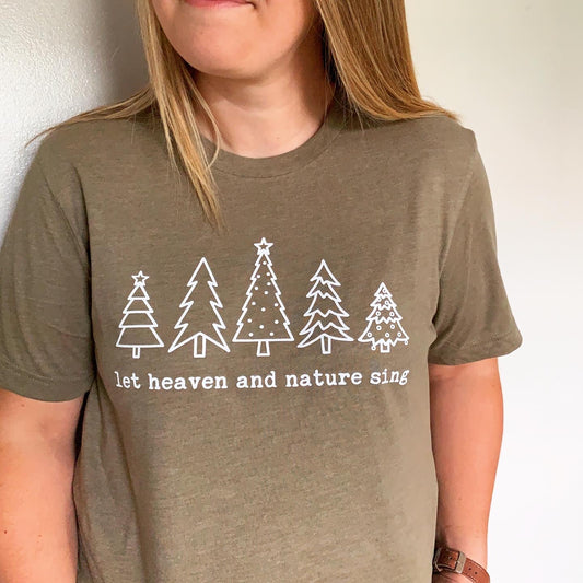 Let Heaven and Nature Sing Christmas Tree Short Sleeve Tee Shirt