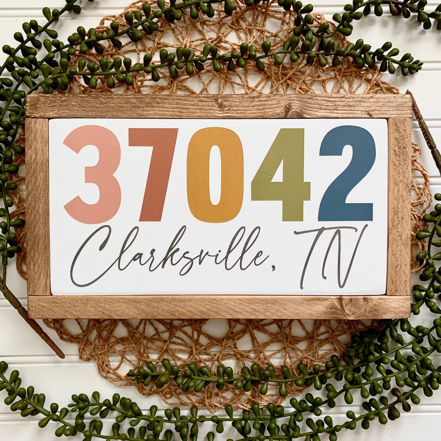 Multicolor Customizable Zip Code Wood Sign