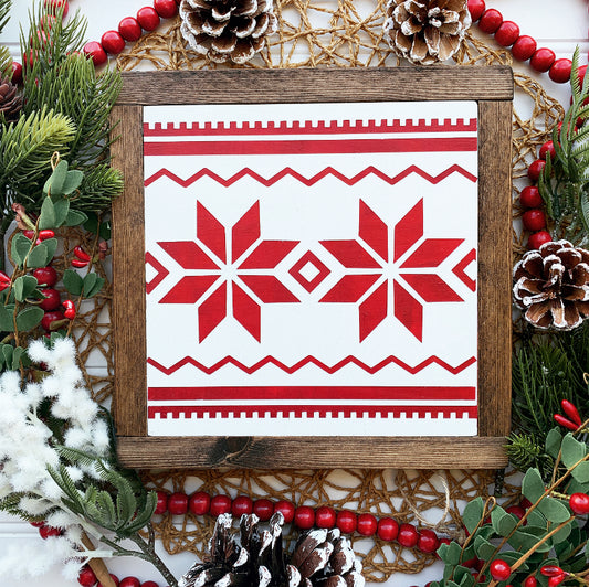 Red Christmas Sweater Framed Wood Sign