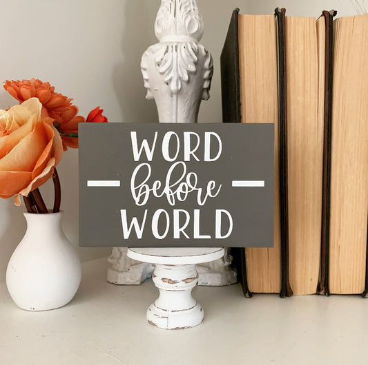 Word Before World Mini Wood Sign
