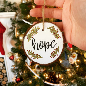 Hand painted Wood Slice Ornaments