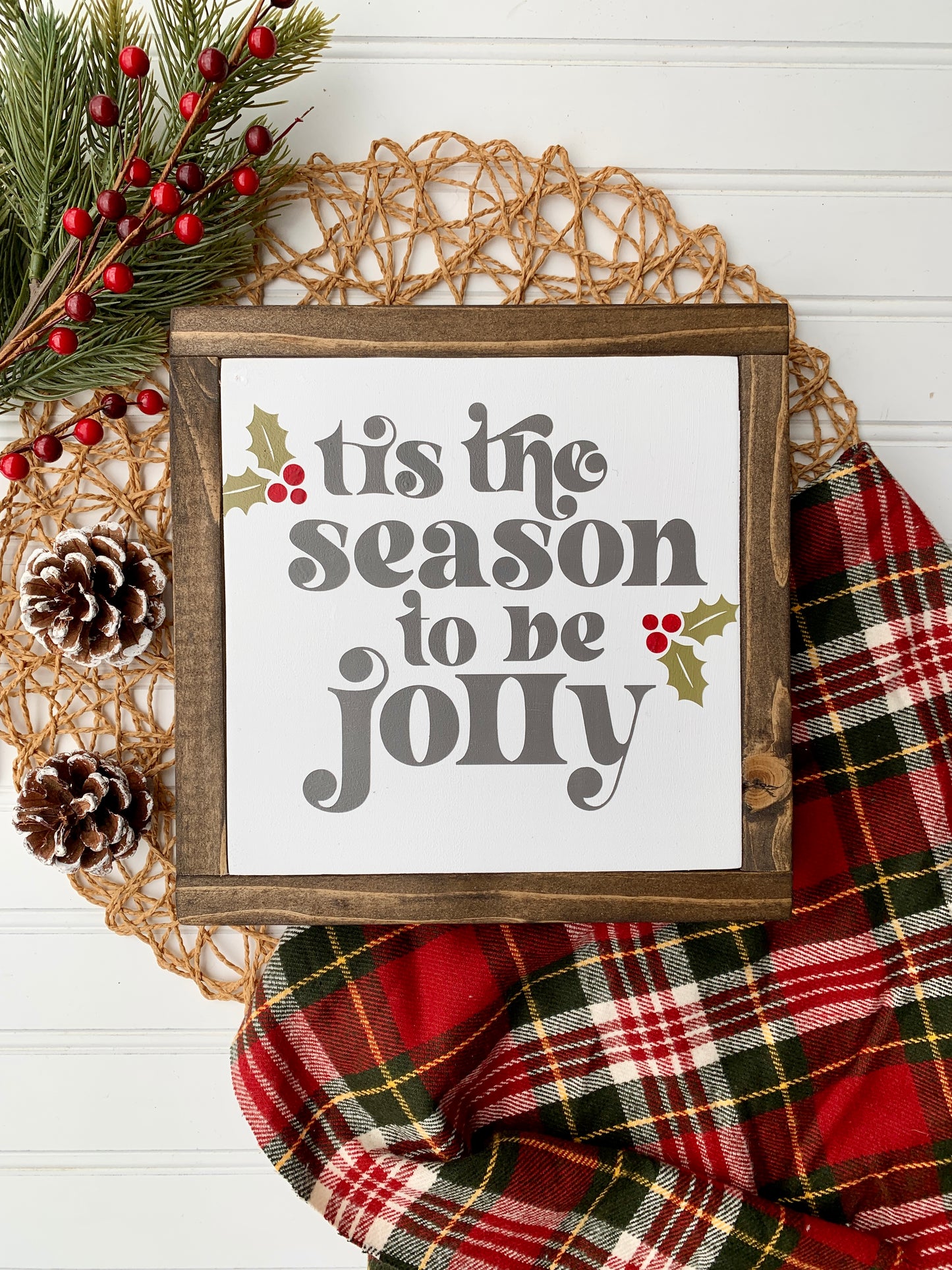 Tis the Season To Be Jolly Framed Wood Sign